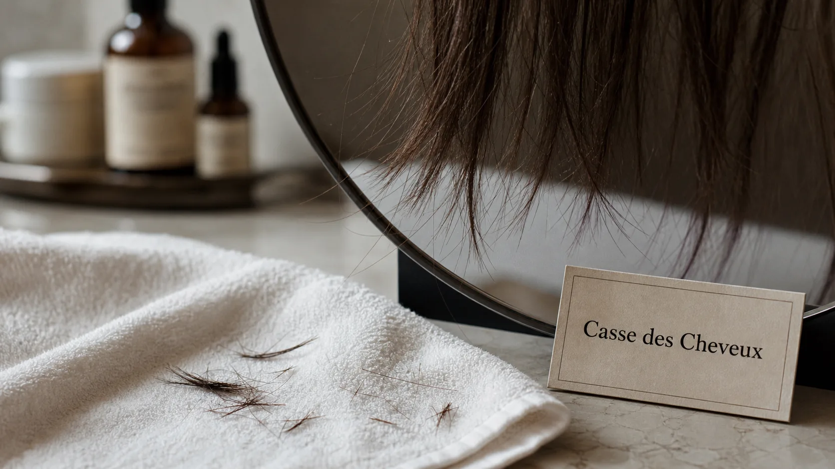 Cheveux qui casse : pointes fendues visibles au miroir