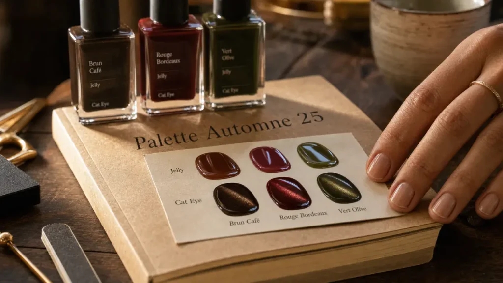 Couleur ongles automne 2025 : les bruns café, rouges profonds et effets Jelly à adopter