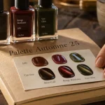 Couleur ongles automne 2025 : bruns café, rouges profonds et vernis Jelly.