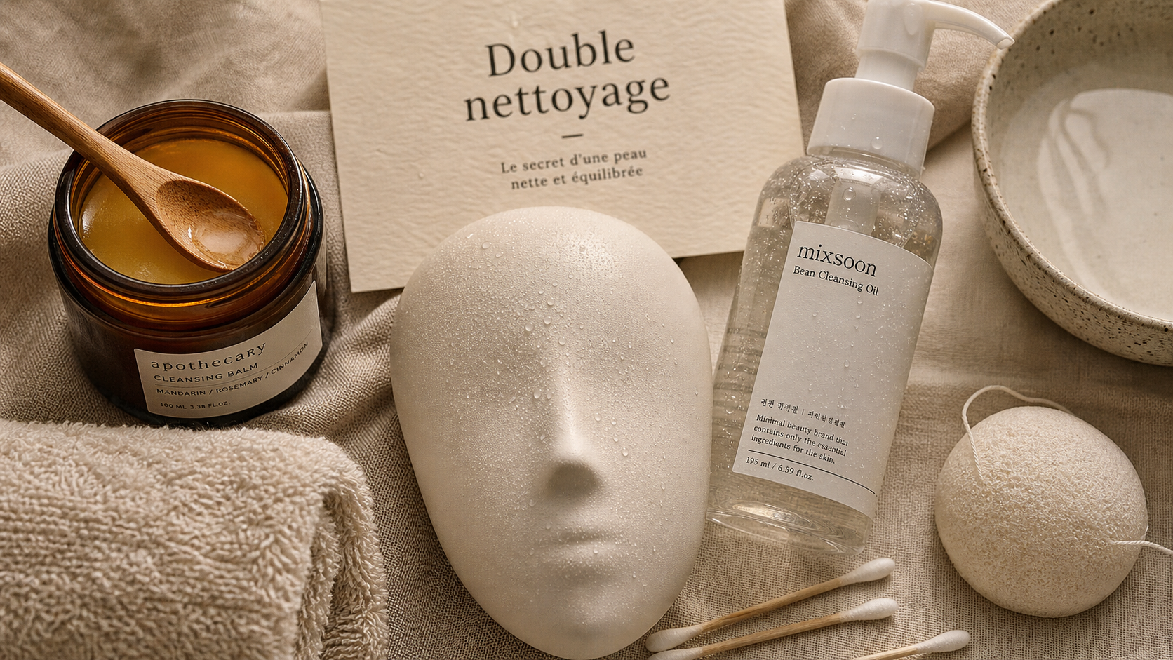 Double nettoyage visage : huile puis nettoyant visage