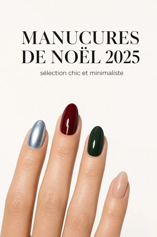 Inspirations d'ongle de noel 2025 avec chrome givré, rouge profond, vert sapin et paillettes fines