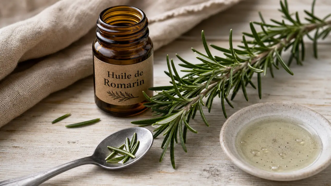 Romarin bienfaits cheveux : huile de romarin