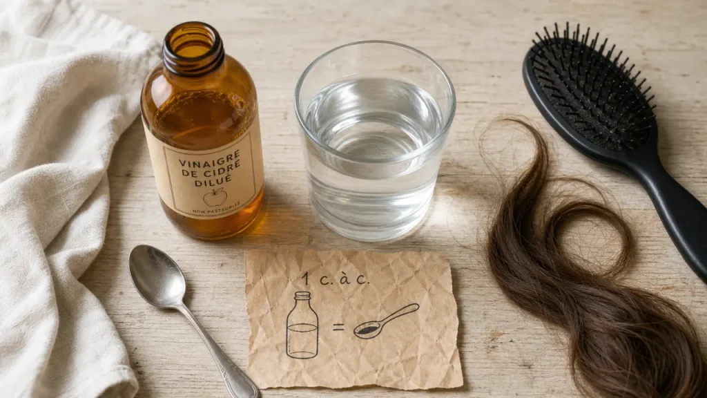 Vinaigre de cidre et cheveux : la dilution qui fait briller sans irriter le cuir chevelu