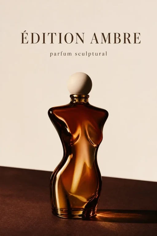 Parfum Billie Eilish dans un flacon sculptural au style éditorial sombre