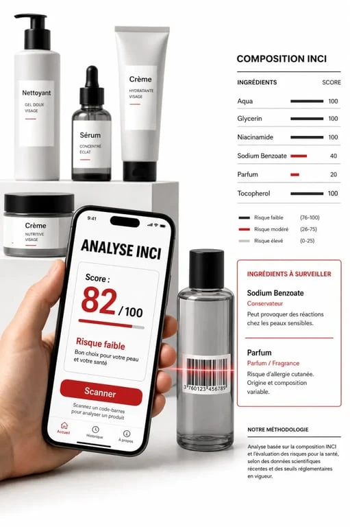 Application clean beauty en cours de scan d’un produit cosmétique