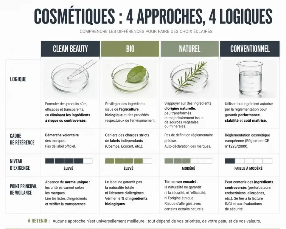 Comparatif application clean beauty entre clean beauty, bio, naturel et conventionnel