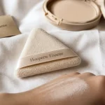 Houpette maquillage triangulaire appliquant la poudre sans trace