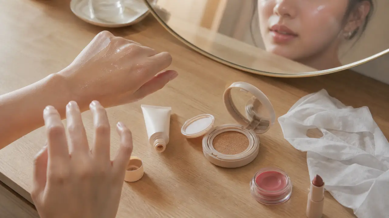 Maquillage coréen peau glowy : BB crème et cushion, texture légère