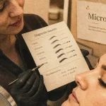 Micro shading effet poudré sur sourcils, comparaison microblading