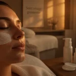 soin visage femme enceinte en spa, masque crème et peau hydratée
