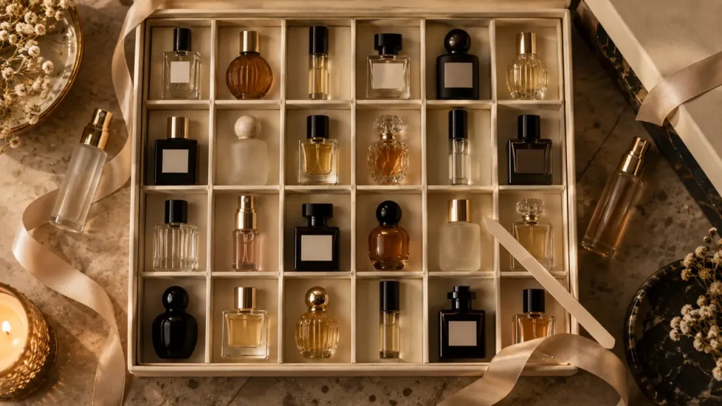Un calendrier de l’Avent parfum se choisit sur les formats, les senteurs et l’usage