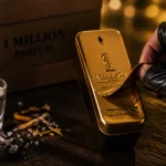 One in a million parfum : flacon 1 Million Parfum doré, peau et cuir, notes marines