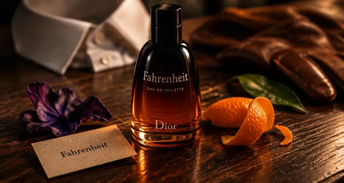 Fahrenheit parfum : flacon cuir frais et ambré, gros plan