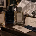 hugo bosse parfum : flacons Boss Bottled et The Scent sur plateau