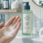 Soin nettoyant visage : gel translucide sur paume